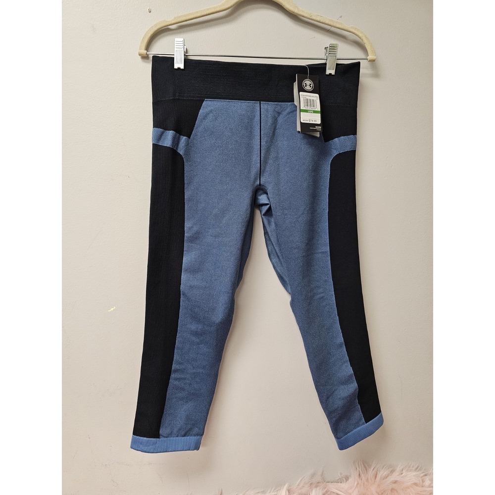 Under Armour Leggings Womens Blue Black Gym Activewear Compression Large NWT